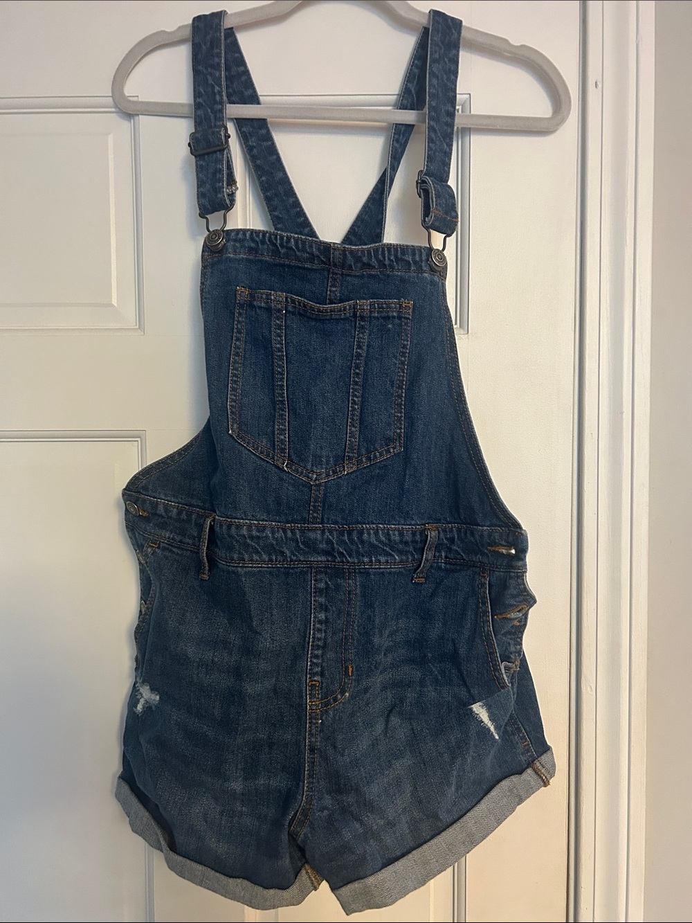 Denim Overall Shorts - Blue